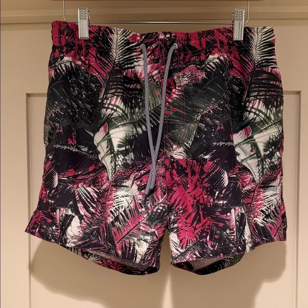 Ted Baker London Men’s Swim Trunks – Tropical Print 4 1/2” Inseam Lined Shorts